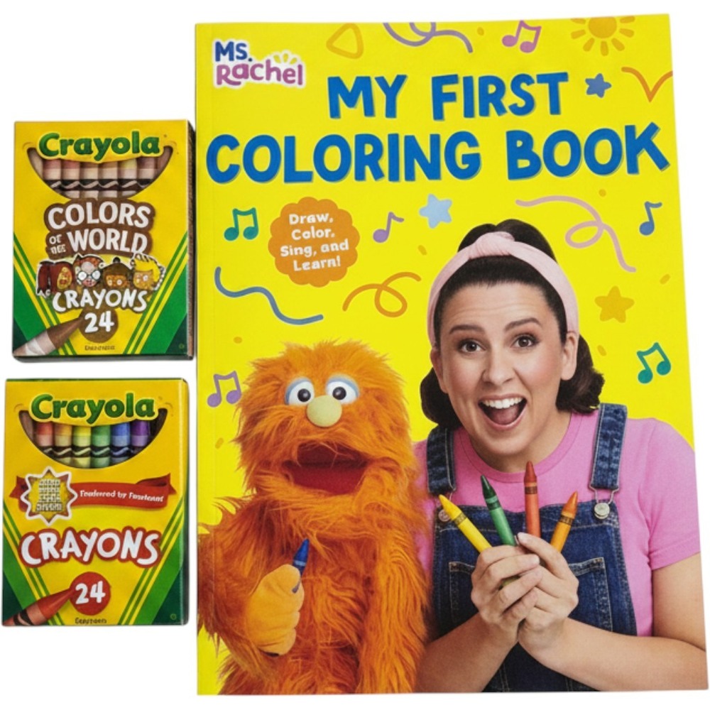 Ms. Rachel My First Coloring Book with Crayola Colors of the World Crayons Set